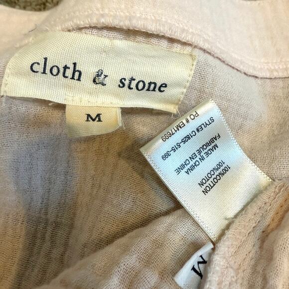 Anthropologie Cloth & Stone medium gauze lattice lace front tie top TLS1 2739 - Picture 4 of 11